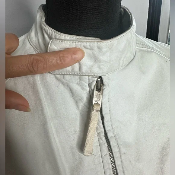 Vintage Diesel White Leather Zip-Up Jacket - Picture 8 of 17